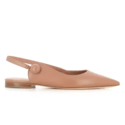 Ballerines Beige en Cuir avec Bride Arrière