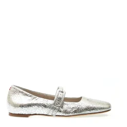 Ballerines en cuir argent
