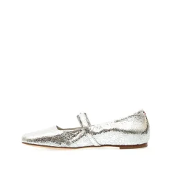 Ballerines en cuir argent