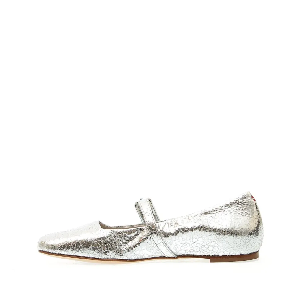 Ballerines en cuir argent