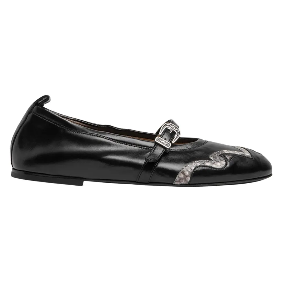 Ballerines en cuir et python