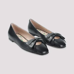 Ballerines en cuir noir pour femmes