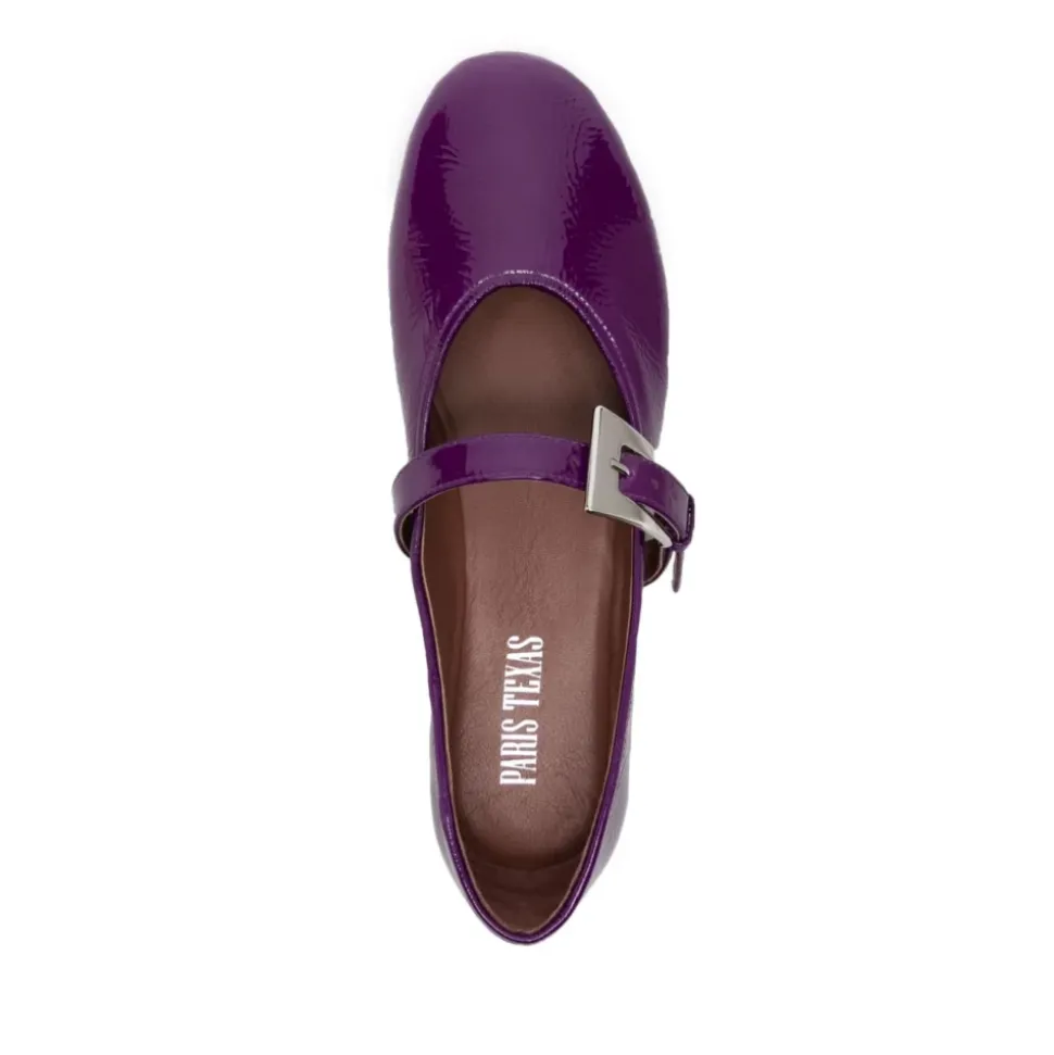 Ballerines en cuir violet avec boucle