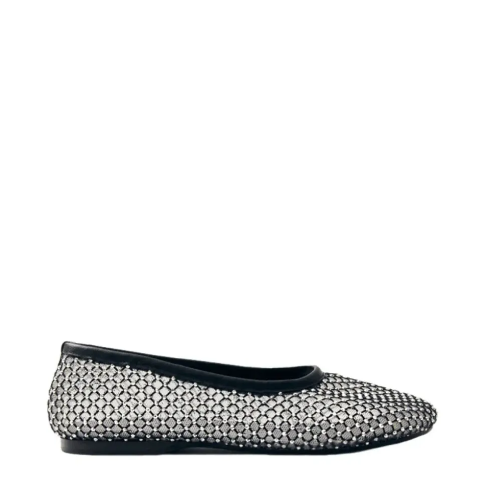 Ballerines en tissu pailleté noir