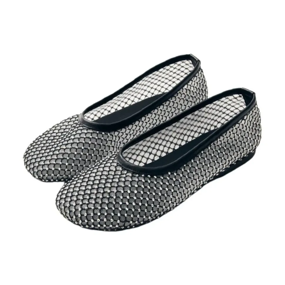 Ballerines en tissu pailleté noir