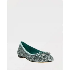 Ballerines Vertes à Paillettes avec Décoratif