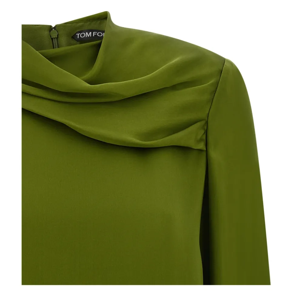 Blouse en georgette de soie drapée
