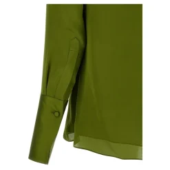 Blouse en georgette de soie drapée