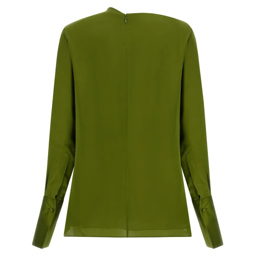Blouse en georgette de soie drapée