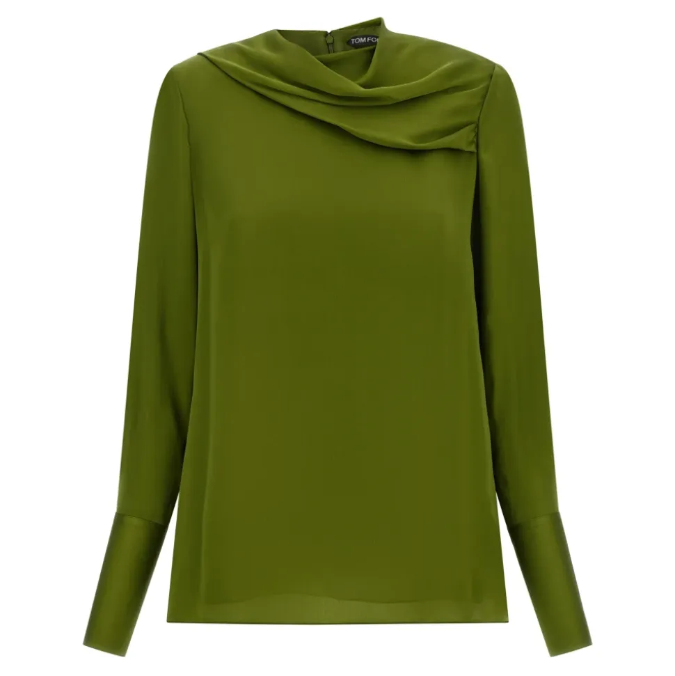 Blouse en georgette de soie drapée