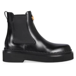 Bottes Chelsea en Cuir Noir Inserts Élastiques