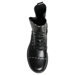 Bottes de combat mi-mollet en cuir noir