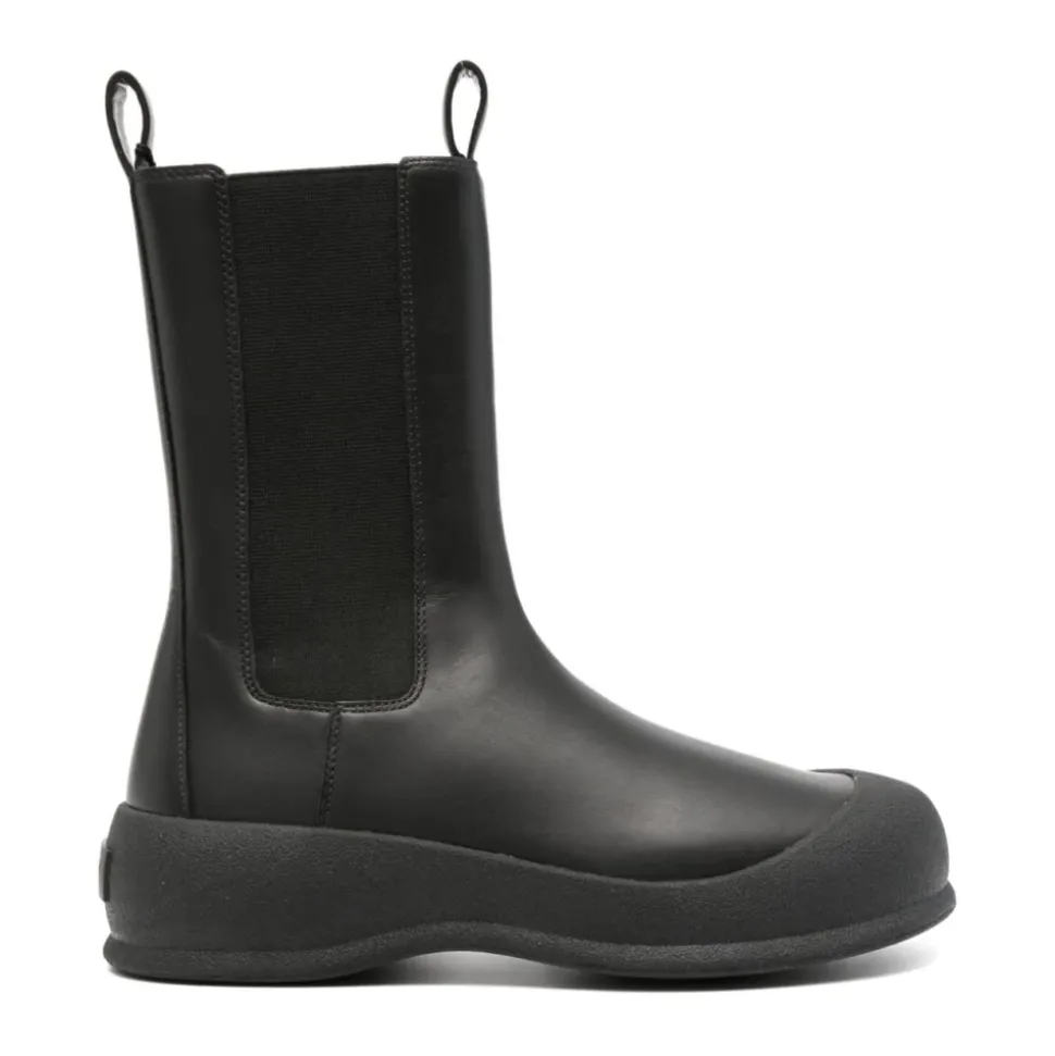 Bottine Cheville en Cuir Noir