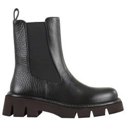 Bottine en Cuir Martelé Noir