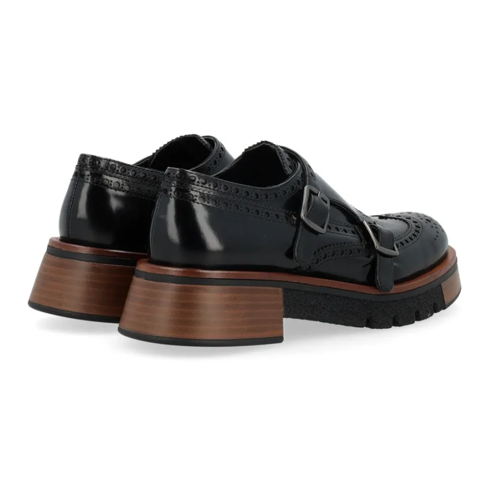 Bottine en Cuir Noir Brossé