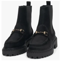 Bottines Chelsea en Velours Italien avec Boucle Dorée