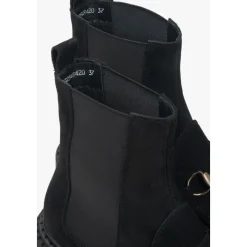 Bottines Chelsea en Velours Italien avec Boucle Dorée