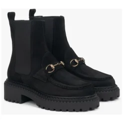 Bottines Chelsea en Velours Italien avec Boucle Dorée