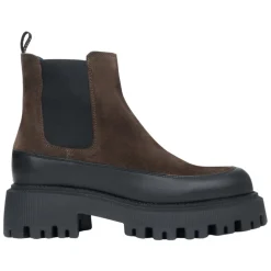 Bottines Chelsea marron foncé pour femmes en velours véritable de qualité supérieure