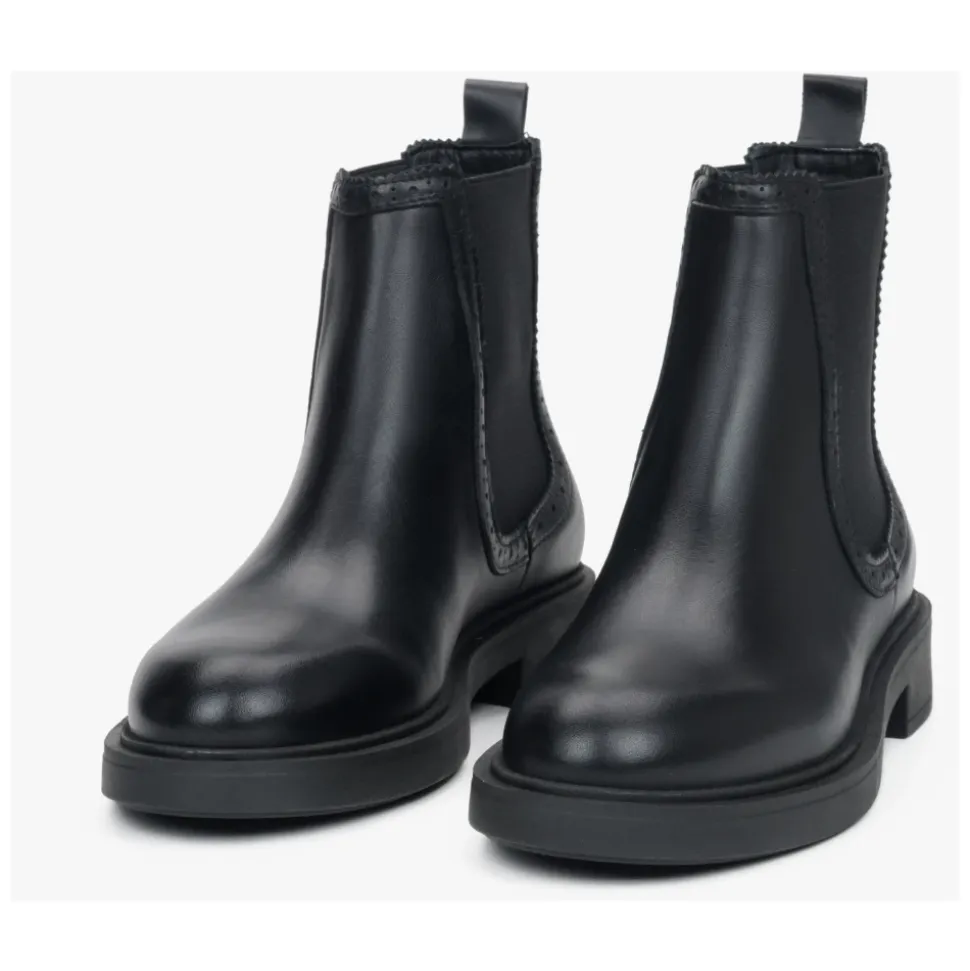 Bottines Chelsea noires pour femmes en cuir italien de qualité supérieure