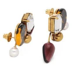 Boucles d'oreilles asymétriques à grappe pour lobe