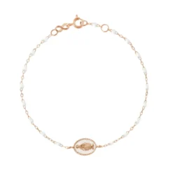 Bracelet Madone Emaille Or Rose