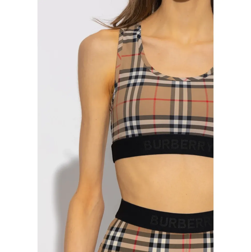 Brassière de sport à imprimé Vintage Check