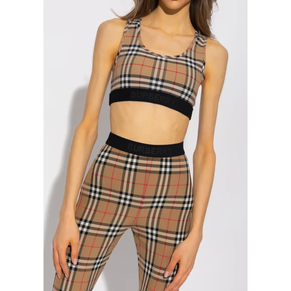 Brassière de sport à imprimé Vintage Check