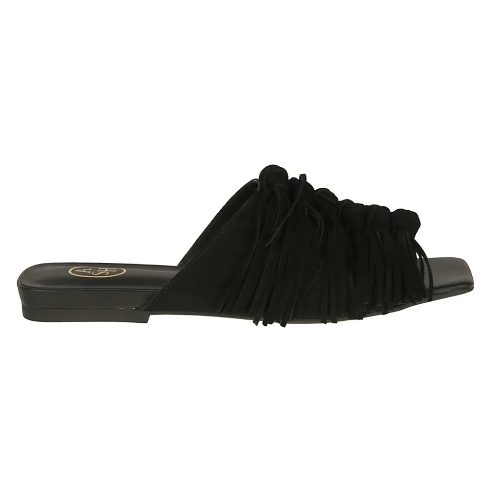 Brigitte Suede Tassel Slide Sandals