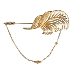 Broche Chaîne en Cristal Feuille d'Or