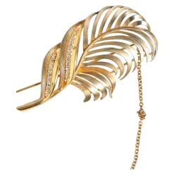 Broche Chaîne en Cristal Feuille d'Or