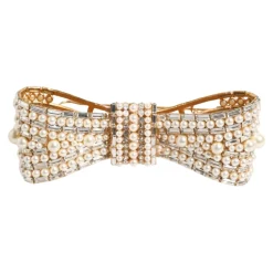 Broche Or Laiton Cristal Verre Fausse Perle