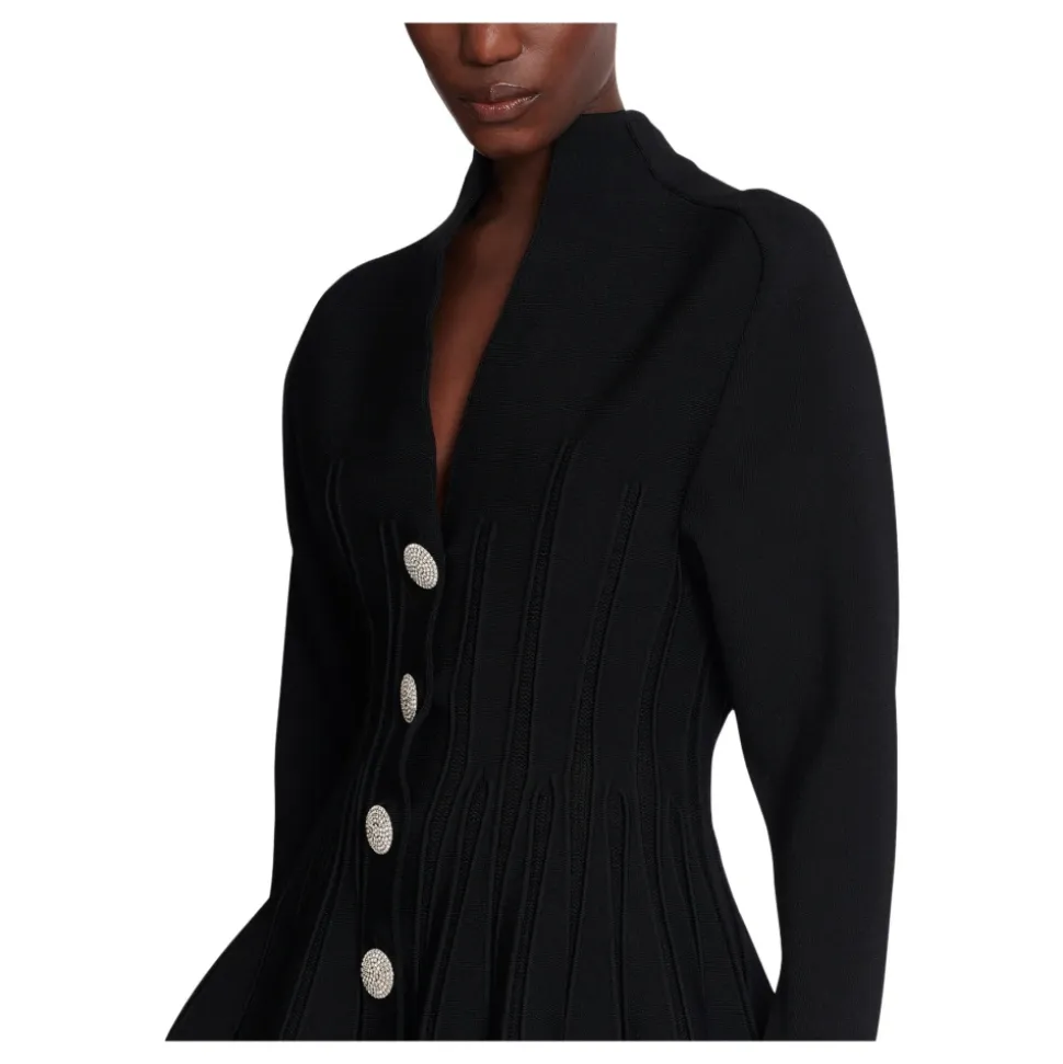 Cardigan à basque en maille côtelée