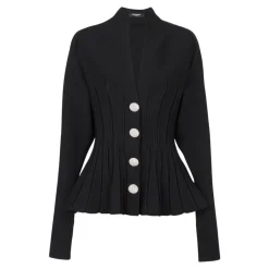 Cardigan à basque en maille côtelée