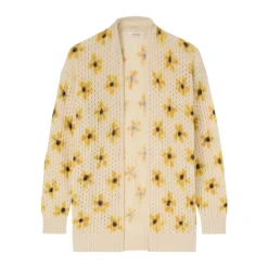Cardigan en maille ajourée imprimée en cachemire