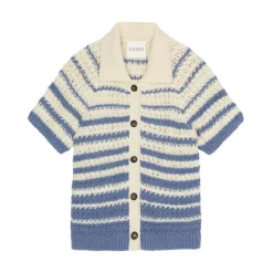 Cardigan Rayé à Manches Courtes