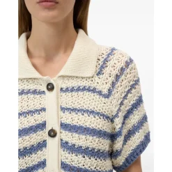 Cardigan Rayé à Manches Courtes