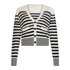 Cardigan à rayures et appliqués bijou