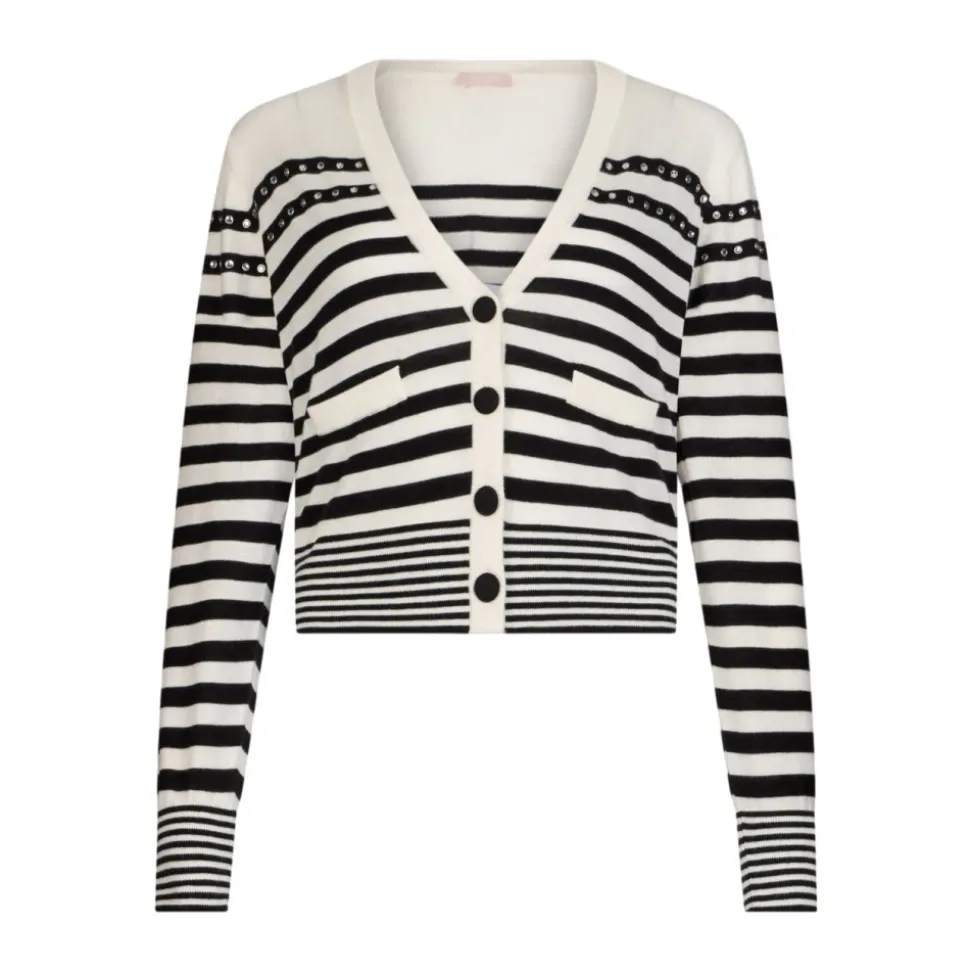 Cardigan à rayures et appliqués bijou