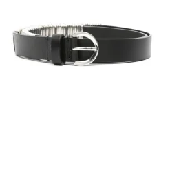Ceinture Décontractée en Cuir Noir avec Boucles Métalliques