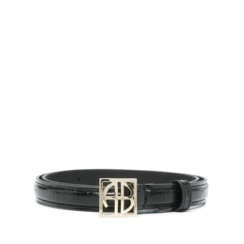 Ceinture Noire avec Boucle Logo et Ajustement Réglable