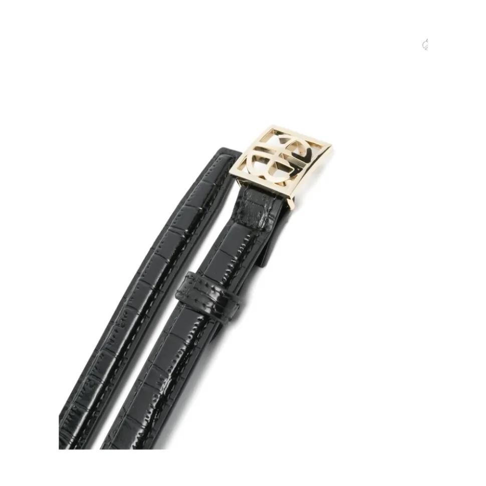 Ceinture Noire avec Boucle Logo et Ajustement Réglable