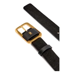 Ceintures en cuir noir avec détail doré