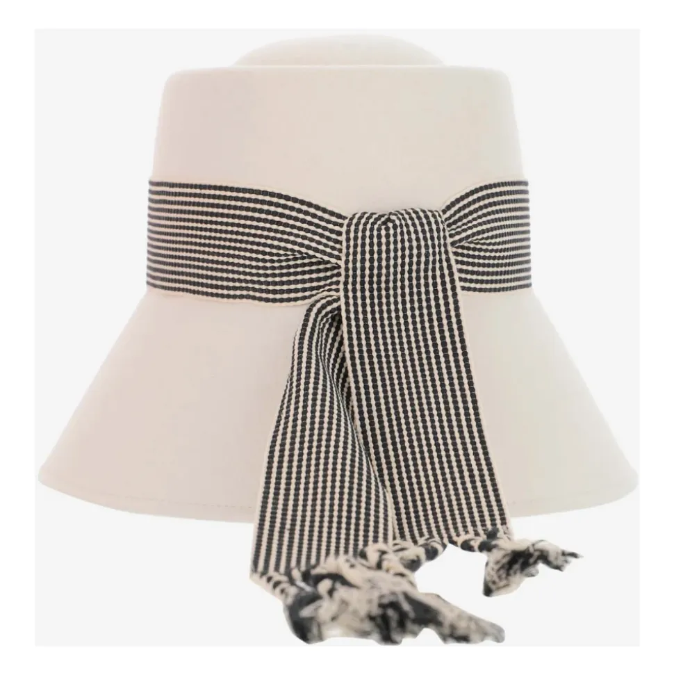 Chapeau Cloche en Feutre de Lapin Blanc Optique