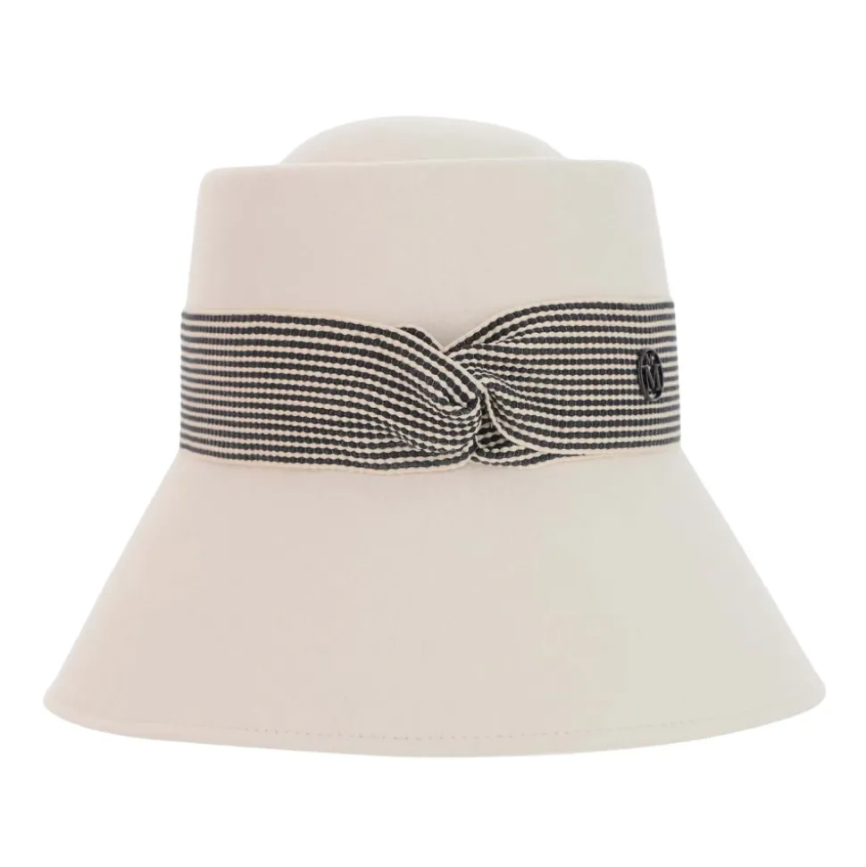Chapeau Cloche en Feutre de Lapin Blanc Optique