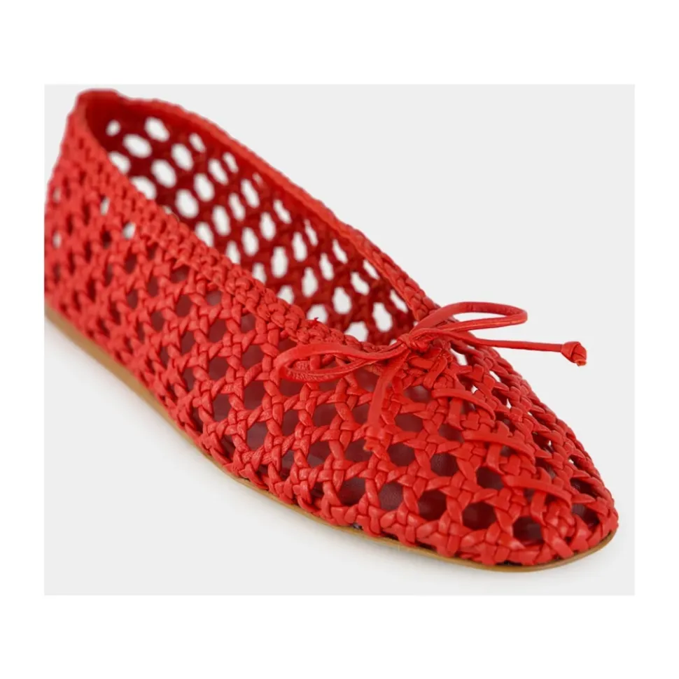 Chausson en Cuir Tissé Cramoisi