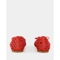 Chausson en Cuir Tissé Cramoisi