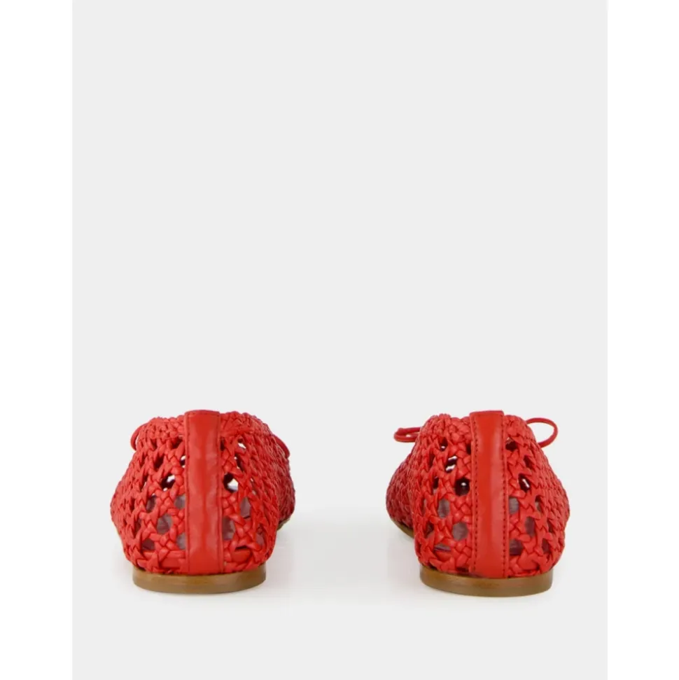 Chausson en Cuir Tissé Cramoisi