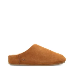 Chaussons en daim marron avec doublure en peau de mouton
