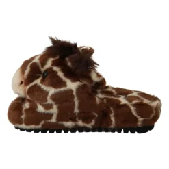 Chaussons Slides Marron Motif Girafe